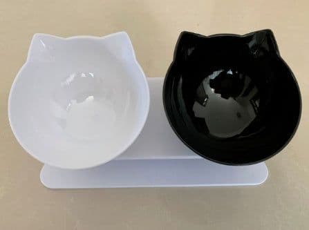 image-New Inclined Food Cat Ear Oblique Mouth Transparent Single Pet Bowl