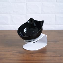 image-New Inclined Food Cat Ear Oblique Mouth Transparent Single Pet Bowl