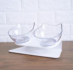 image-New Inclined Food Cat Ear Oblique Mouth Transparent Single Pet Bowl