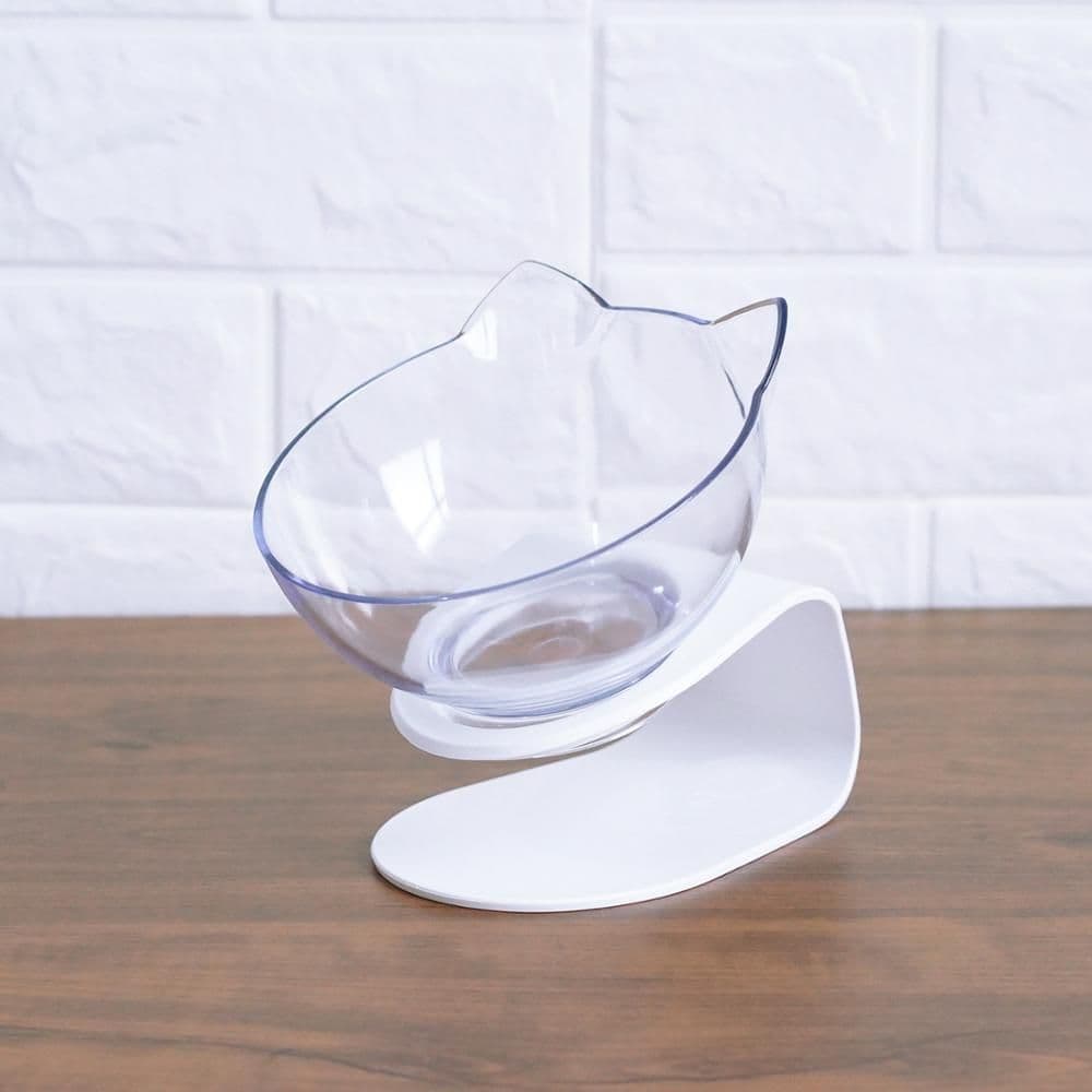 image-New Inclined Food Cat Ear Oblique Mouth Transparent Single Pet Bowl