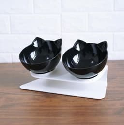 image-New Inclined Food Cat Ear Oblique Mouth Transparent Single Pet Bowl