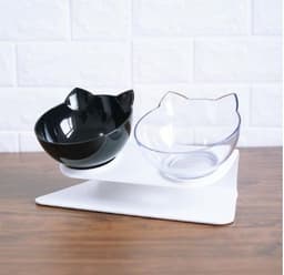 image-New Inclined Food Cat Ear Oblique Mouth Transparent Single Pet Bowl