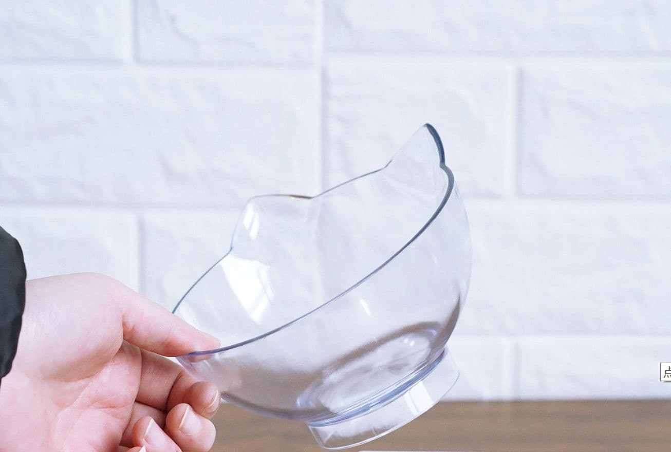 image-New Inclined Food Cat Ear Oblique Mouth Transparent Single Pet Bowl