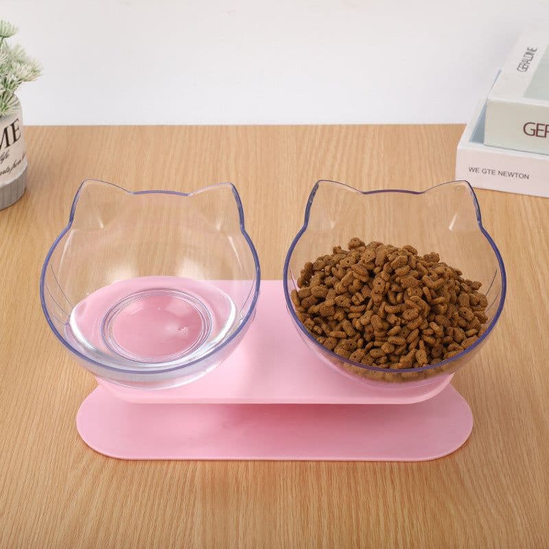 image-New Inclined Food Cat Ear Oblique Mouth Transparent Single Pet Bowl
