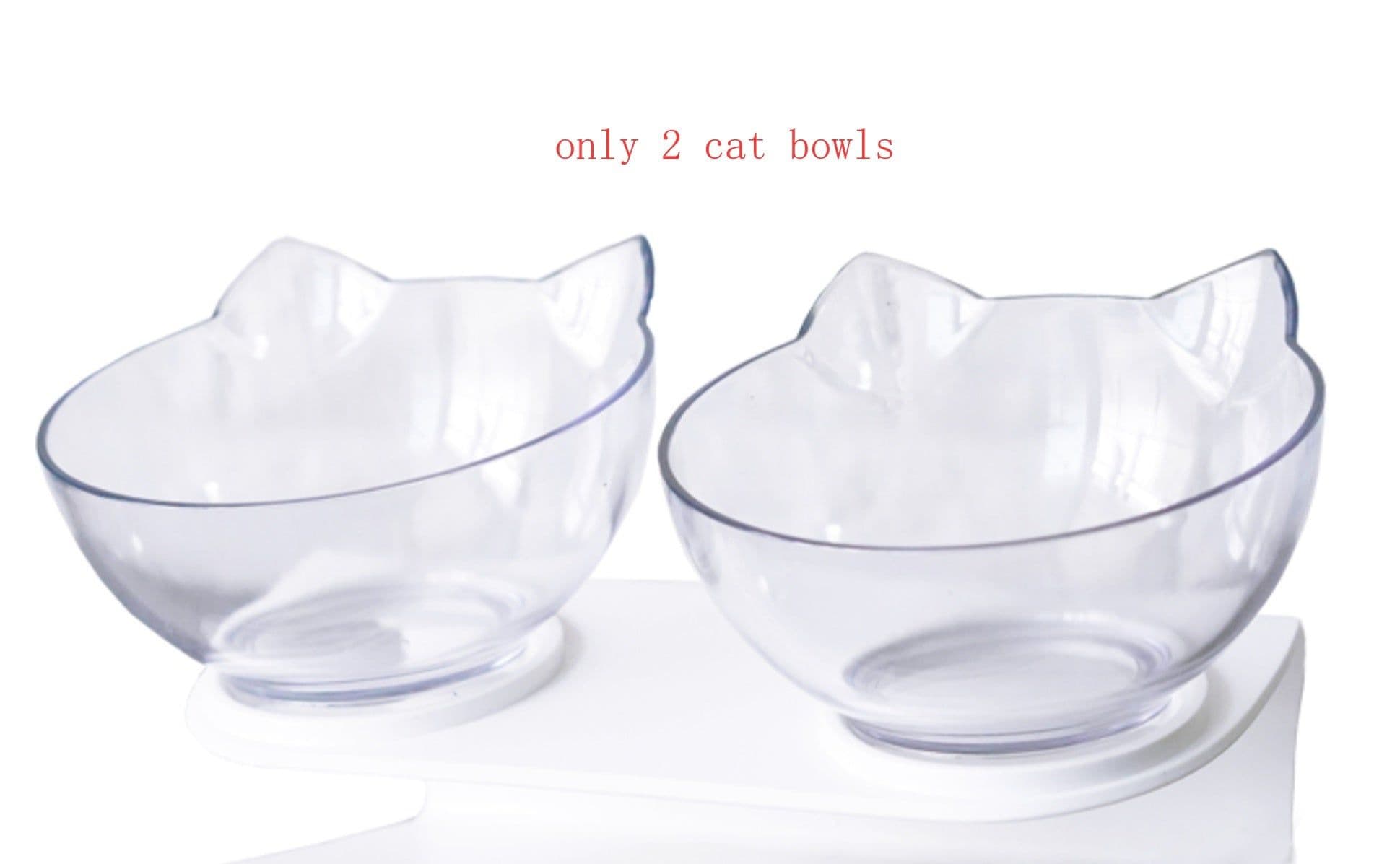 image-New Inclined Food Cat Ear Oblique Mouth Transparent Single Pet Bowl