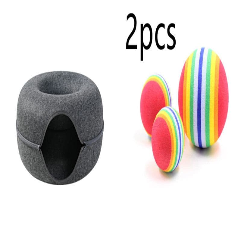 image-Four Seasons Available Cat Nest Round Woolen Felt Pet Dual-use Cat Nest Tunnel Interactive Training Toy Grey Felt Cat Nest