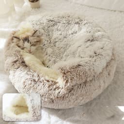 image-2 In 1 Dog And Cat Bed Pet Winter Bed Round Plush Warm Bed House Soft Long Plush Pets Bed