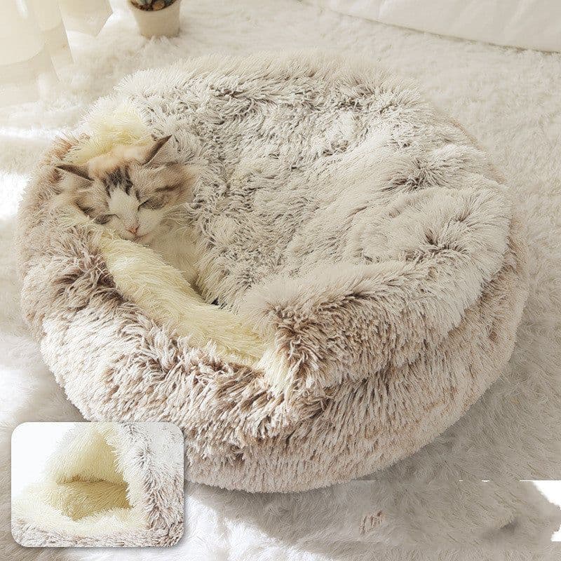 image-2 In 1 Dog And Cat Bed Pet Winter Bed Round Plush Warm Bed House Soft Long Plush Pets Bed