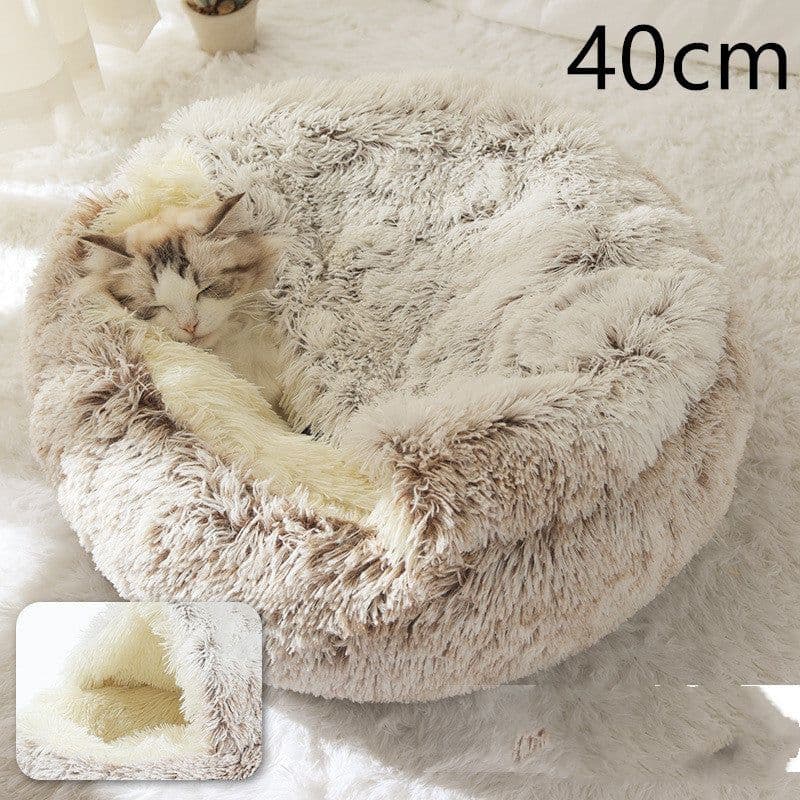 image-2 In 1 Dog And Cat Bed Pet Winter Bed Round Plush Warm Bed House Soft Long Plush Pets Bed