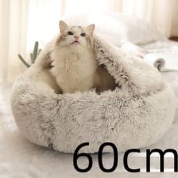 image-2 In 1 Dog And Cat Bed Pet Winter Bed Round Plush Warm Bed House Soft Long Plush Pets Bed