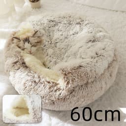 image-2 In 1 Dog And Cat Bed Pet Winter Bed Round Plush Warm Bed House Soft Long Plush Pets Bed