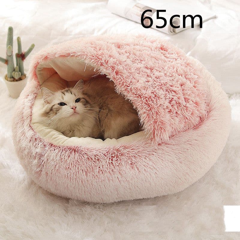image-2 In 1 Dog And Cat Bed Pet Winter Bed Round Plush Warm Bed House Soft Long Plush Pets Bed
