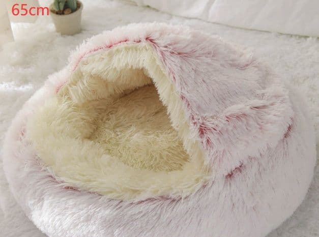 image-2 In 1 Dog And Cat Bed Pet Winter Bed Round Plush Warm Bed House Soft Long Plush Pets Bed