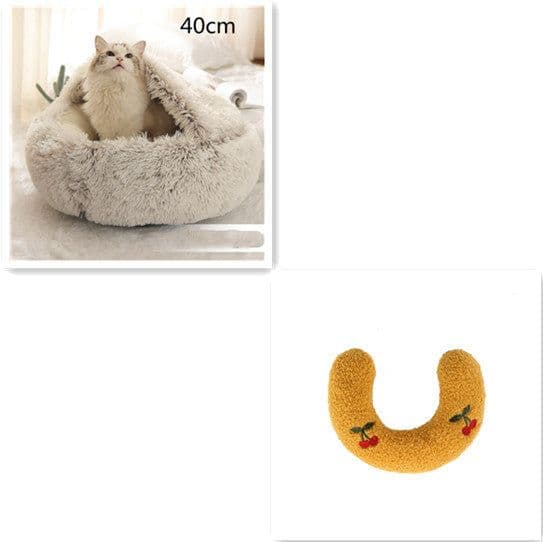 image-2 In 1 Dog And Cat Bed Pet Winter Bed Round Plush Warm Bed House Soft Long Plush Pets Bed