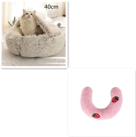 image-2 In 1 Dog And Cat Bed Pet Winter Bed Round Plush Warm Bed House Soft Long Plush Pets Bed