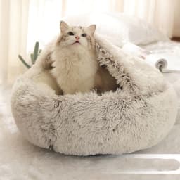 image-2 In 1 Dog And Cat Bed Pet Winter Bed Round Plush Warm Bed House Soft Long Plush Pets Bed
