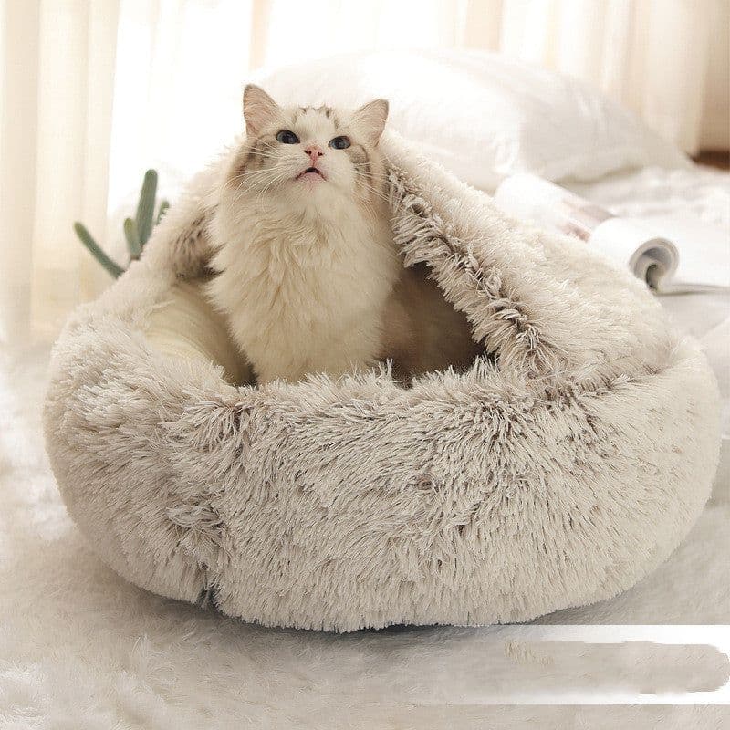 image-2 In 1 Dog And Cat Bed Pet Winter Bed Round Plush Warm Bed House Soft Long Plush Pets Bed