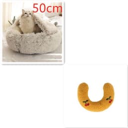 image-2 In 1 Dog And Cat Bed Pet Winter Bed Round Plush Warm Bed House Soft Long Plush Pets Bed