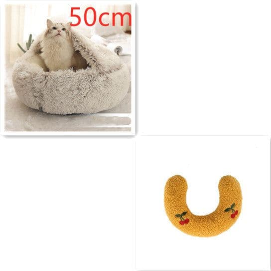 image-2 In 1 Dog And Cat Bed Pet Winter Bed Round Plush Warm Bed House Soft Long Plush Pets Bed