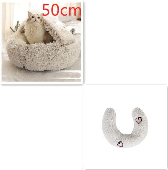 image-2 In 1 Dog And Cat Bed Pet Winter Bed Round Plush Warm Bed House Soft Long Plush Pets Bed
