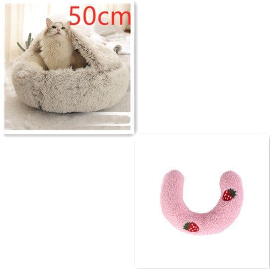 image-2 In 1 Dog And Cat Bed Pet Winter Bed Round Plush Warm Bed House Soft Long Plush Pets Bed