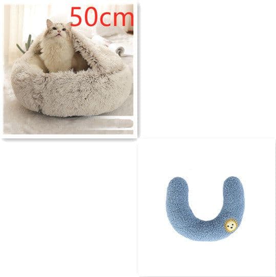 image-2 In 1 Dog And Cat Bed Pet Winter Bed Round Plush Warm Bed House Soft Long Plush Pets Bed