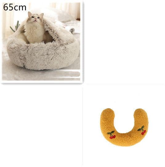 image-2 In 1 Dog And Cat Bed Pet Winter Bed Round Plush Warm Bed House Soft Long Plush Pets Bed