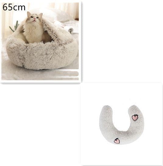 image-2 In 1 Dog And Cat Bed Pet Winter Bed Round Plush Warm Bed House Soft Long Plush Pets Bed