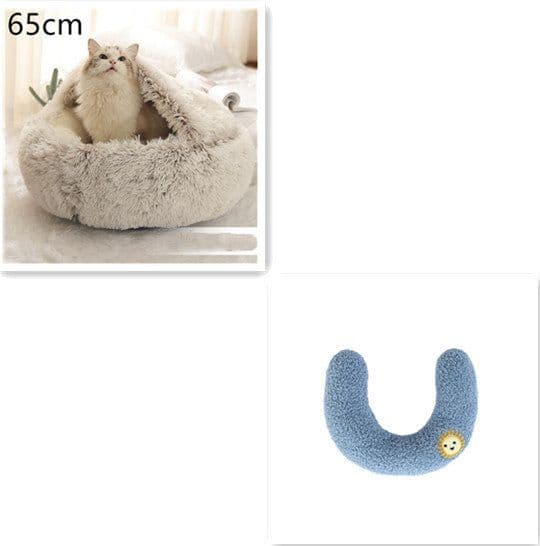 image-2 In 1 Dog And Cat Bed Pet Winter Bed Round Plush Warm Bed House Soft Long Plush Pets Bed