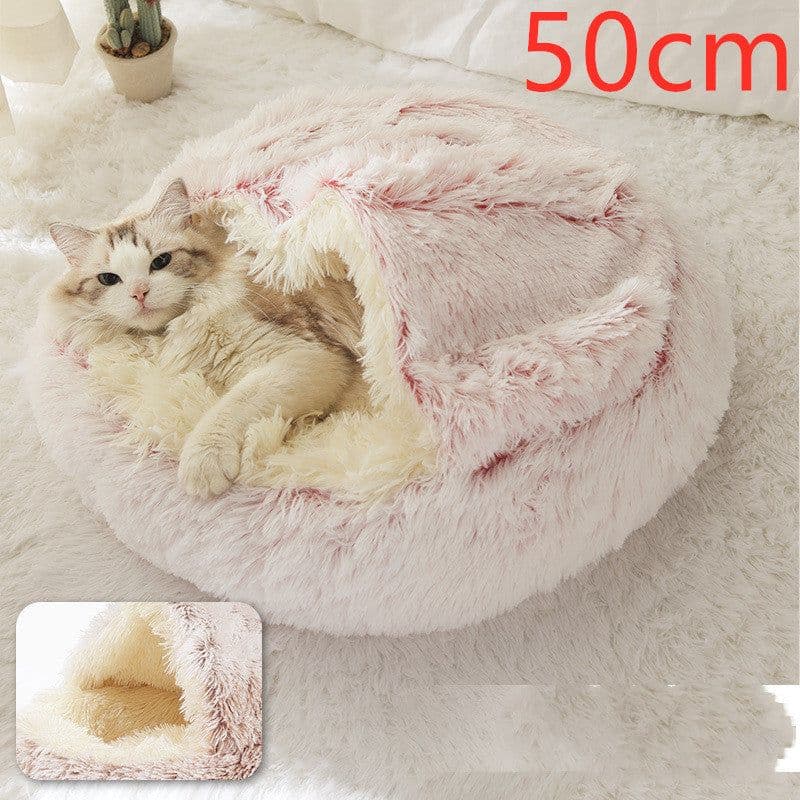 image-2 In 1 Dog And Cat Bed Pet Winter Bed Round Plush Warm Bed House Soft Long Plush Pets Bed