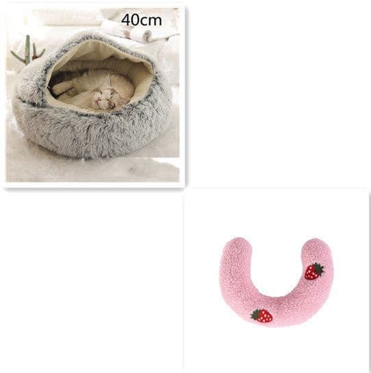 image-2 In 1 Dog And Cat Bed Pet Winter Bed Round Plush Warm Bed House Soft Long Plush Pets Bed