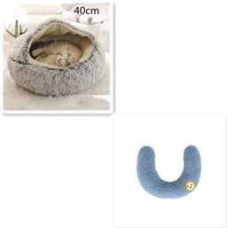 image-2 In 1 Dog And Cat Bed Pet Winter Bed Round Plush Warm Bed House Soft Long Plush Pets Bed