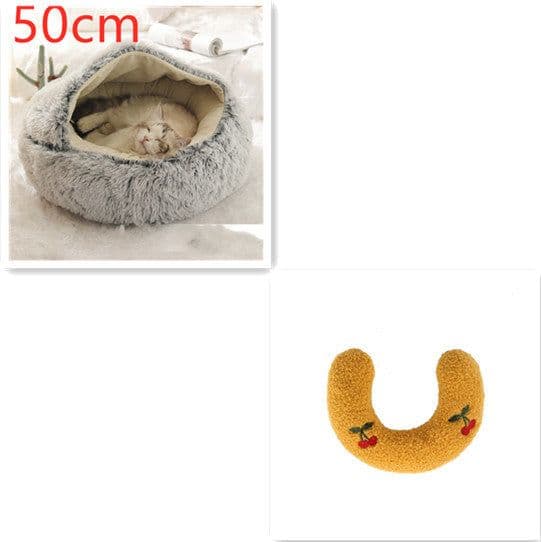 image-2 In 1 Dog And Cat Bed Pet Winter Bed Round Plush Warm Bed House Soft Long Plush Pets Bed