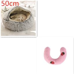 image-2 In 1 Dog And Cat Bed Pet Winter Bed Round Plush Warm Bed House Soft Long Plush Pets Bed