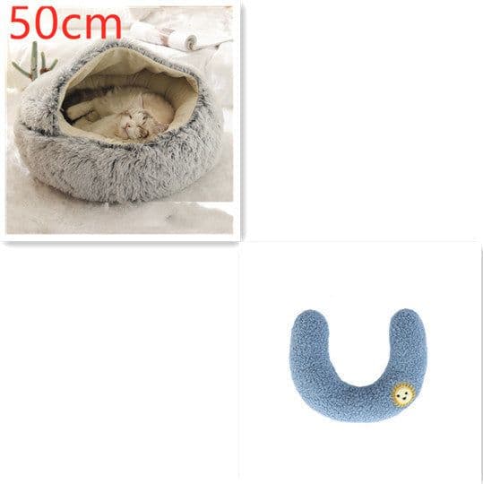 image-2 In 1 Dog And Cat Bed Pet Winter Bed Round Plush Warm Bed House Soft Long Plush Pets Bed