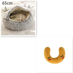 image-2 In 1 Dog And Cat Bed Pet Winter Bed Round Plush Warm Bed House Soft Long Plush Pets Bed