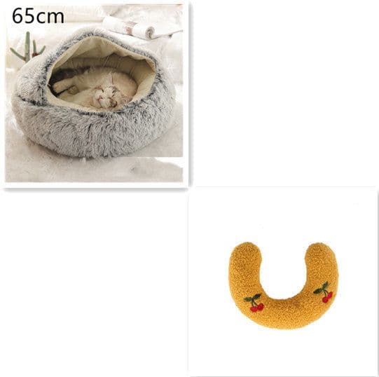 image-2 In 1 Dog And Cat Bed Pet Winter Bed Round Plush Warm Bed House Soft Long Plush Pets Bed