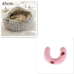 image-2 In 1 Dog And Cat Bed Pet Winter Bed Round Plush Warm Bed House Soft Long Plush Pets Bed