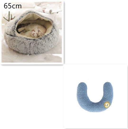 image-2 In 1 Dog And Cat Bed Pet Winter Bed Round Plush Warm Bed House Soft Long Plush Pets Bed