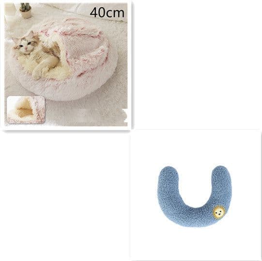 image-2 In 1 Dog And Cat Bed Pet Winter Bed Round Plush Warm Bed House Soft Long Plush Pets Bed