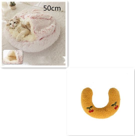 image-2 In 1 Dog And Cat Bed Pet Winter Bed Round Plush Warm Bed House Soft Long Plush Pets Bed