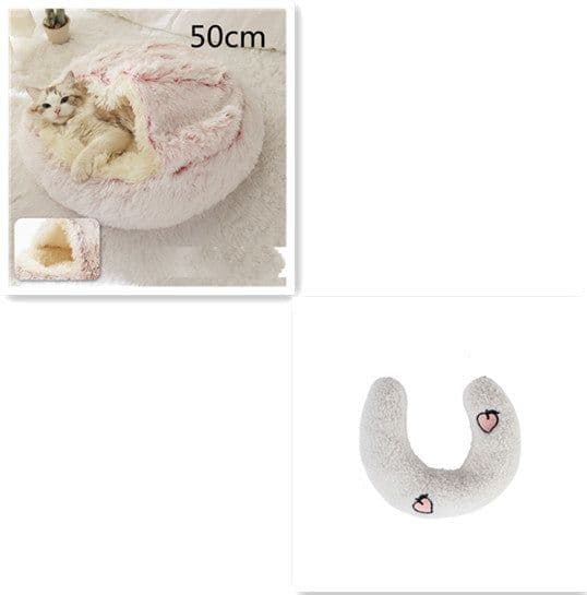 image-2 In 1 Dog And Cat Bed Pet Winter Bed Round Plush Warm Bed House Soft Long Plush Pets Bed