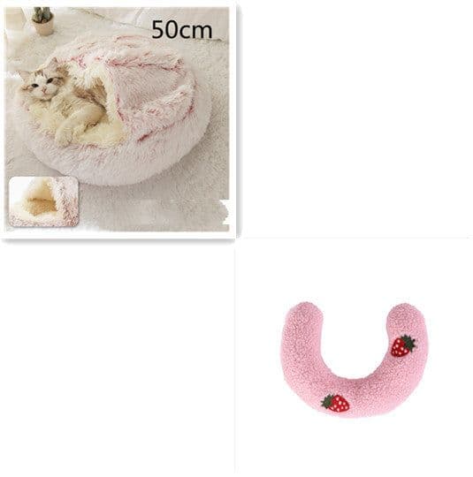 image-2 In 1 Dog And Cat Bed Pet Winter Bed Round Plush Warm Bed House Soft Long Plush Pets Bed