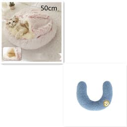 image-2 In 1 Dog And Cat Bed Pet Winter Bed Round Plush Warm Bed House Soft Long Plush Pets Bed
