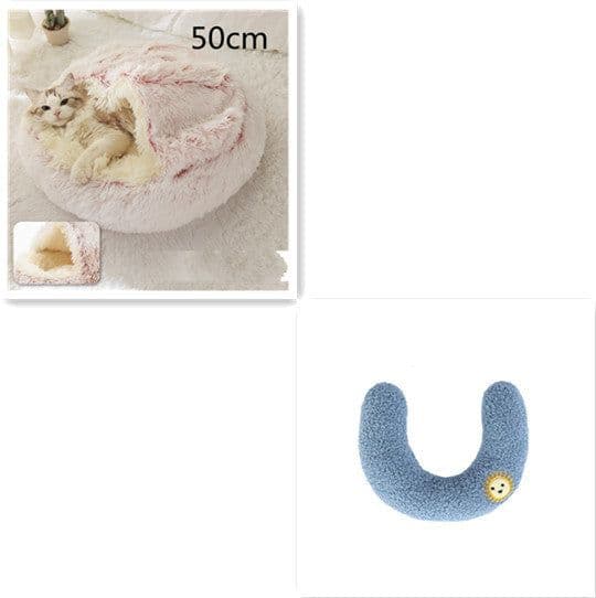 image-2 In 1 Dog And Cat Bed Pet Winter Bed Round Plush Warm Bed House Soft Long Plush Pets Bed
