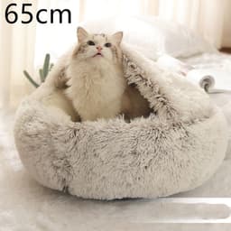image-2 In 1 Dog And Cat Bed Pet Winter Bed Round Plush Warm Bed House Soft Long Plush Pets Bed