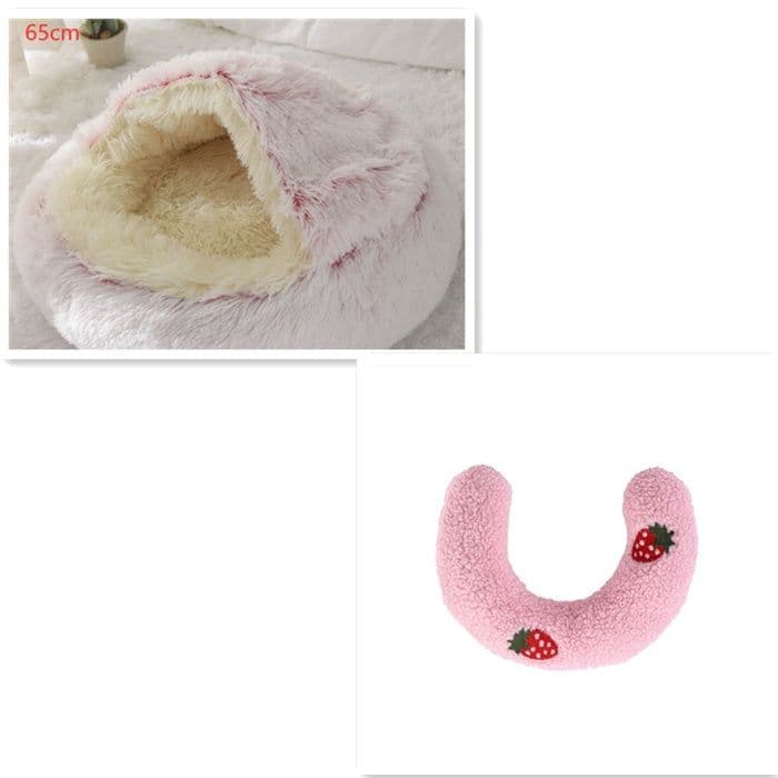 image-2 In 1 Dog And Cat Bed Pet Winter Bed Round Plush Warm Bed House Soft Long Plush Pets Bed