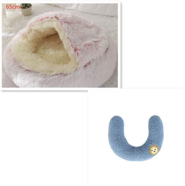 image-2 In 1 Dog And Cat Bed Pet Winter Bed Round Plush Warm Bed House Soft Long Plush Pets Bed