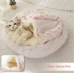 image-2 In 1 Dog And Cat Bed Pet Winter Bed Round Plush Warm Bed House Soft Long Plush Pets Bed