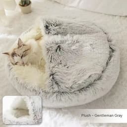 image-2 In 1 Dog And Cat Bed Pet Winter Bed Round Plush Warm Bed House Soft Long Plush Pets Bed